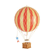 Vintage stílusú, függeszthető, piros-bézs színű dekorációs hőlégballon díszdobozban
