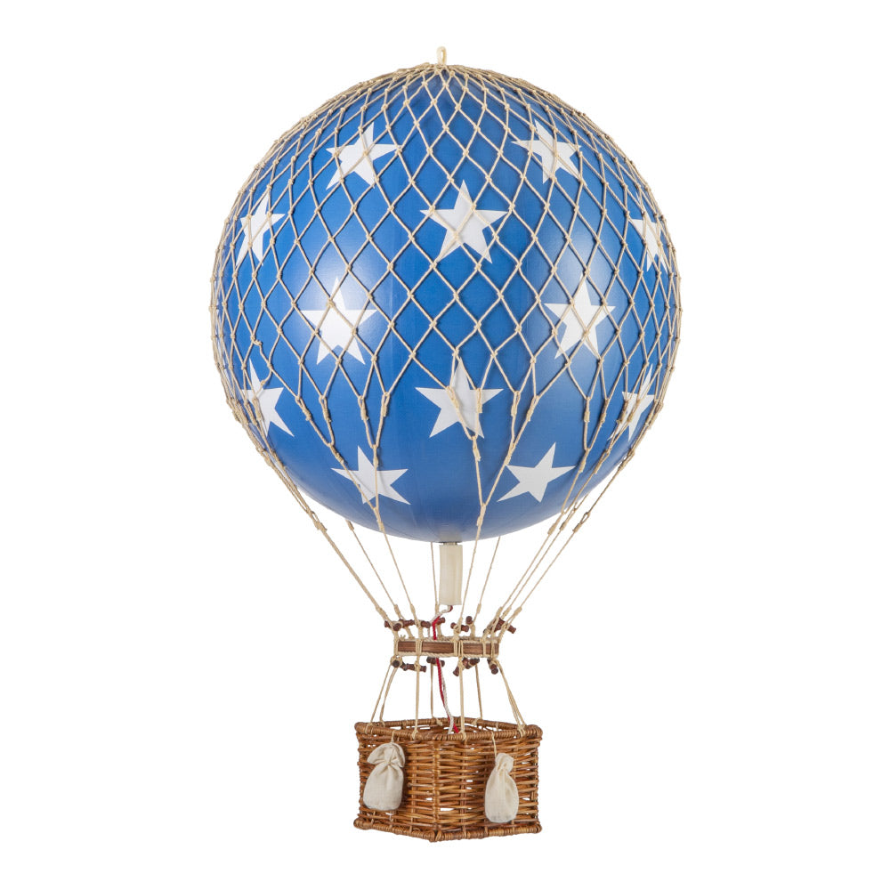 Vintage stílusú, függeszthető, csillagmintás, kék-bézs színű dekorációs hőlégballon
