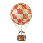 Vintage stílusú, nagy méretű, függeszthető, piros-bézs színű dekorációs hőlégballon díszdobozban