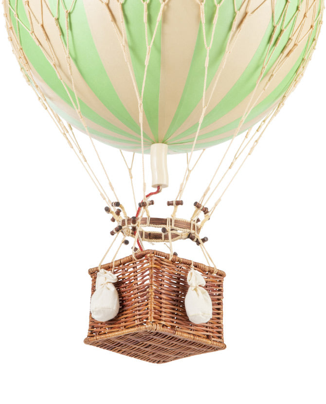 Vintage stílusú, függeszthető kialakítású, zöld-bézs színű dekorációs hőlégballon