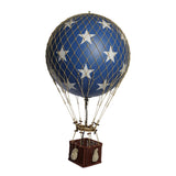 Vintage stílusú, függeszthető, kék-bézs színű dekorációs hőlégballon LED világítással