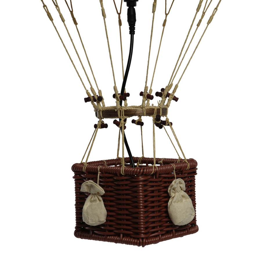 Vintage stílusú, függeszthető, kék-bézs színű dekorációs hőlégballon LED világítással