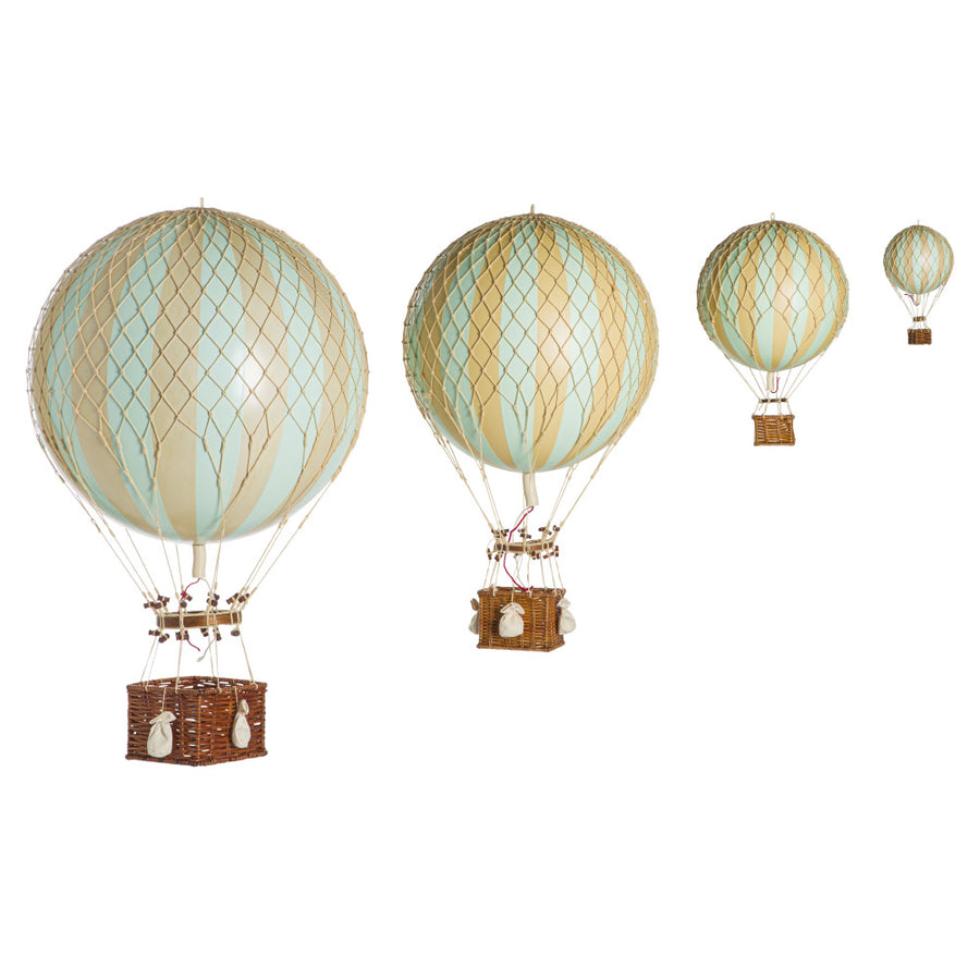 Vintage stílusú, függeszthető kialakítású, mentazöld-bézs színű dekorációs hőlégballon