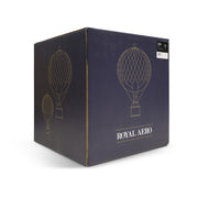 Vintage stílusú, nagy méretű, függeszthető, piros-bézs színű dekorációs hőlégballon díszdobozban