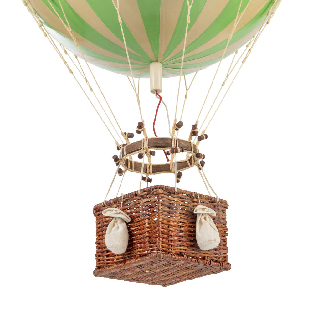 Vintage stílusú, függeszthető kialakítású, zöld-bézs színű dekorációs hőlégballon