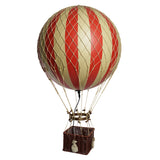 Vintage stílusú, óriás, függeszthető, piros-bézs színű dekorációs hőlégballon LED világítással