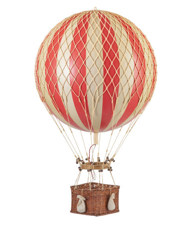 Vintage stílusú,függeszthető kialakítású, piros-bézs színű dekorációs hőlégballon