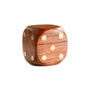 5 darabos, vintage stílusú, natúr színű, dobókocka szett, dobókocka alakú dobozban