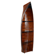 Vintage stílusú, fényes fekete és mézszínű lakkal kezelt, csónak formájú polc