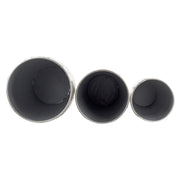 Kortárs stílusú, antikolt ezüstszínű, nagyméretű, három darabos fém kaspó szett