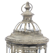 Barokkos megjelenésű, antikolt ezüstszínű, fém lámpás szett.