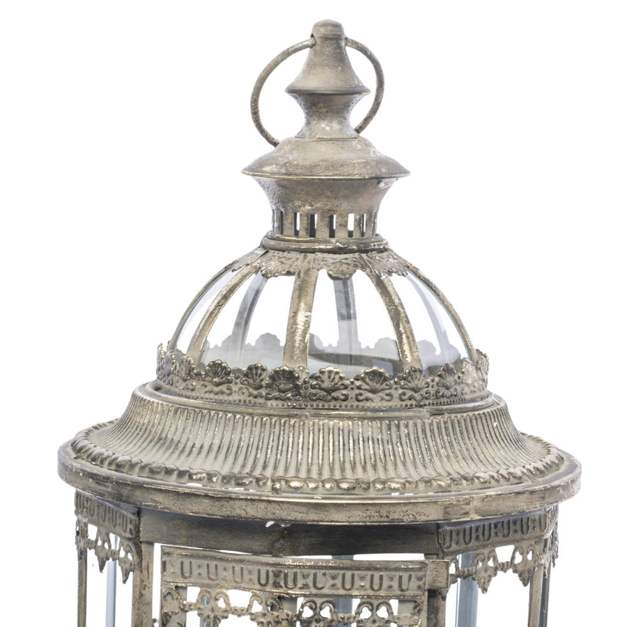 Barokkos megjelenésű, antikolt ezüstszínű, fém lámpás szett.