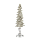 Ezüst glitteres műgyanta dekor fenyőfa 41 cm – frontális nézet, Fagyos Éj kollekció