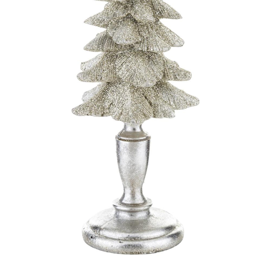 Talapzatos ezüst fenyőfa – műgyanta dekoráció 41 cm, alsó részlet