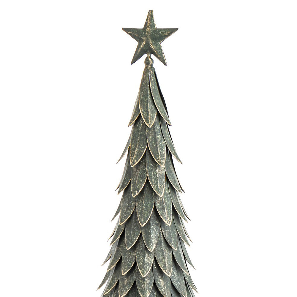 Fém dekor fenyőfa csillag csúcsdísz részletfotó 