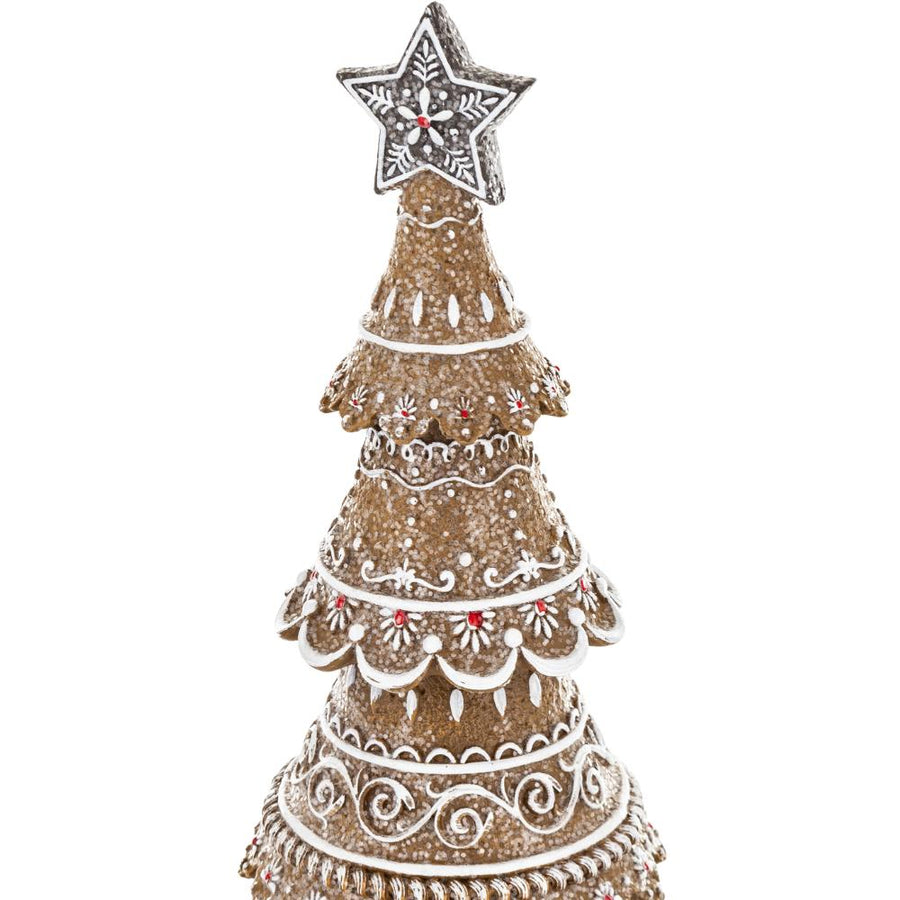 Csillag csúcsdísszel készült mézeskalács fenyőkúp – részletfotó