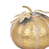 Pumpkin kollekció arany, antikolt felületű fém dísztök levéldísszel és szárral – részletfotó felülről
