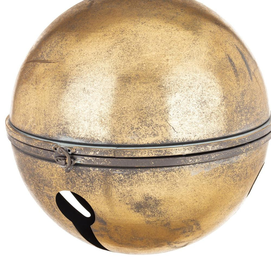Antikolt sárgarézszínű nagyméretű fém karácsonyi csengő - részletfotó