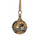 Antik hatású hópelyhes fém karácsonyi csengő – oldalnézet.