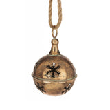 Antik hatású hópelyhes fém karácsonyi csengő – oldalnézet.