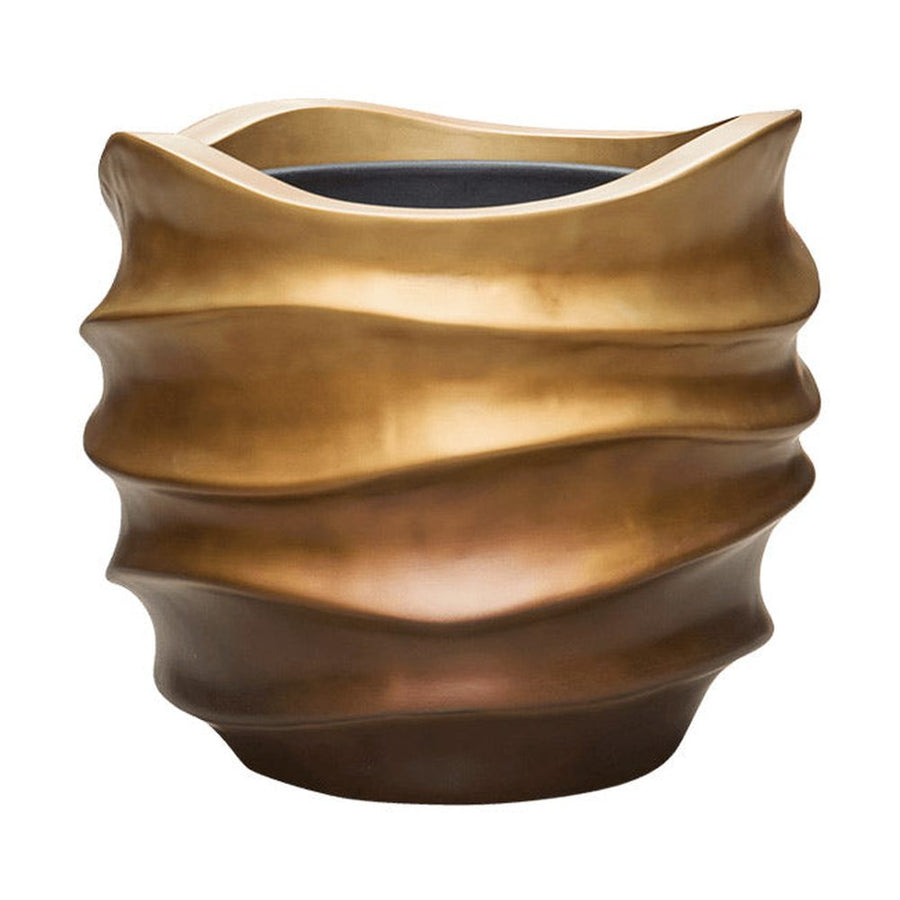 Plasztikus formájú BAQ kaspó mézbarna színátmenettel, előlnézet