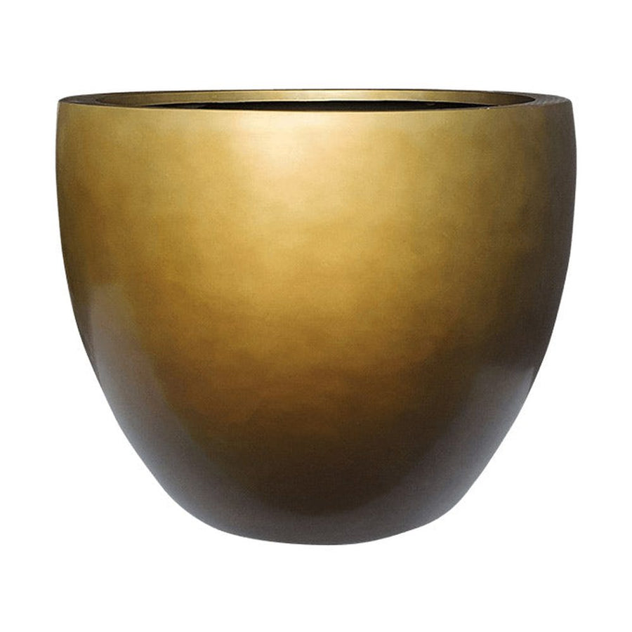 Belső ültetőkaspóval ellátott, mézsárga színű, dizájn műgyanta kaspó