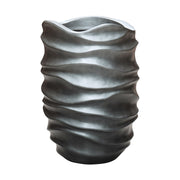 Plasztikus formájú, belső ültetőkaspóval ellátott, szürke színű, dizájn műgyanta kaspó