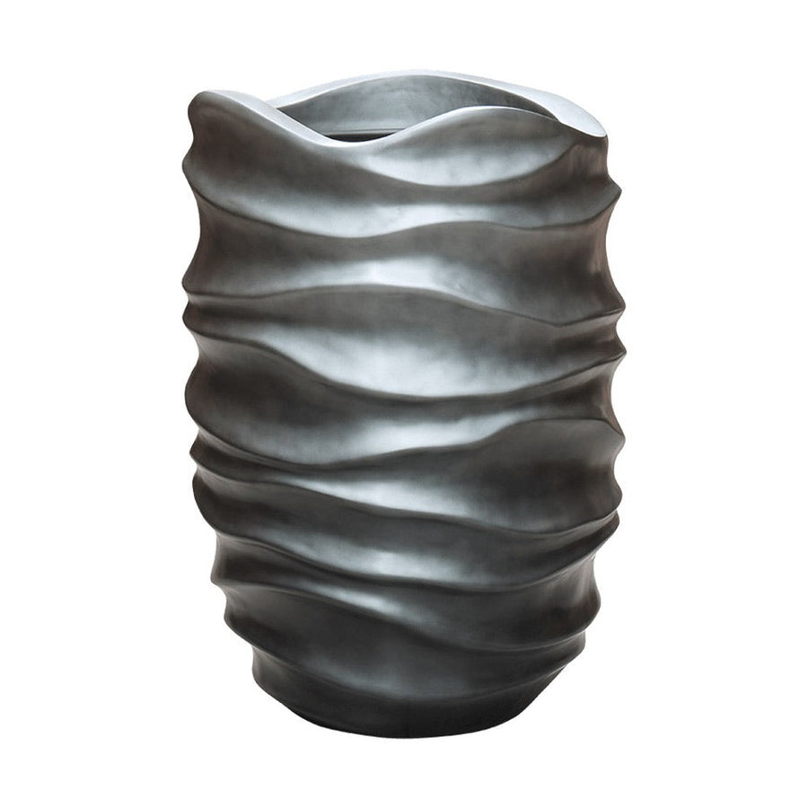 Plasztikus formájú, belső ültetőkaspóval ellátott, szürke színű, dizájn műgyanta kaspó