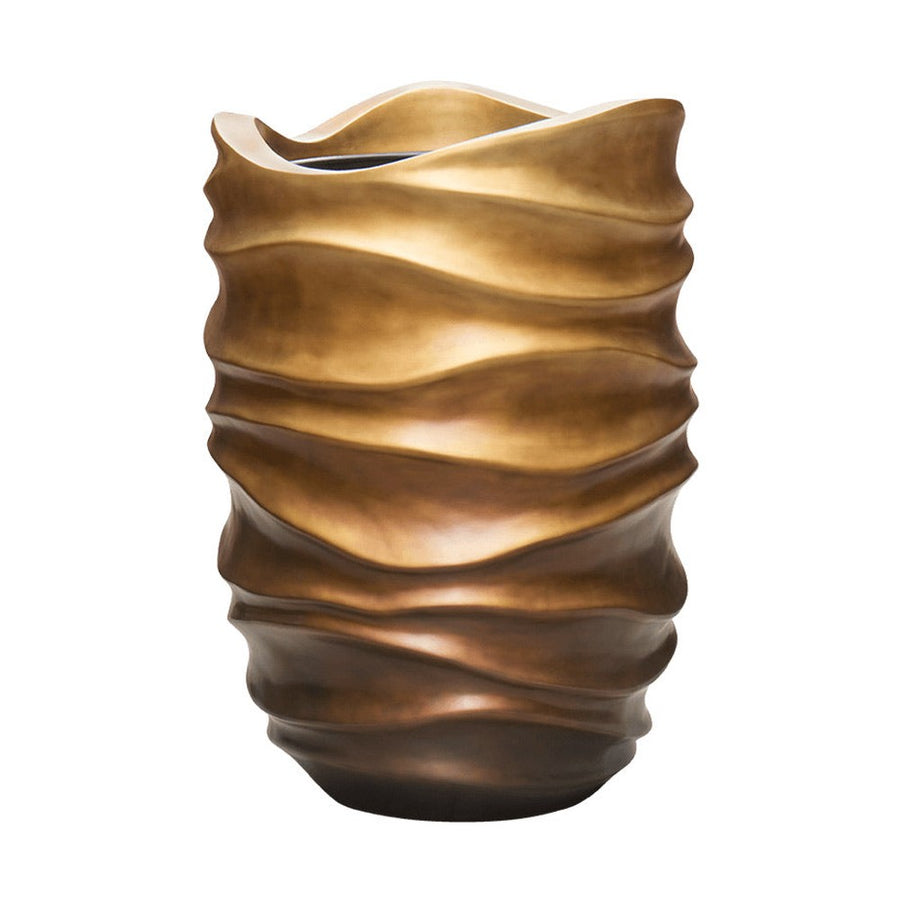 BAQ Gradient kompozit kaspó Matt Honey – kézzel festett, hullámos formájú óriás design kaspó mézszínű árnyalatban.