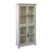 Vintage vitrines szekrény antik krém színben üvegezett ajtókkal