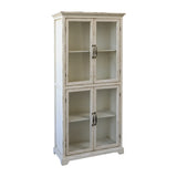 Vintage vitrines szekrény antik krém színben üvegezett ajtókkal