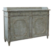 provanszi stílusú antikolt zöld fenyőfa tálalókomód elölnézet
