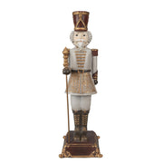 Klasszikus stílusú, 42 cm magas, karácsonyi diótörő figura díszes talapzaton