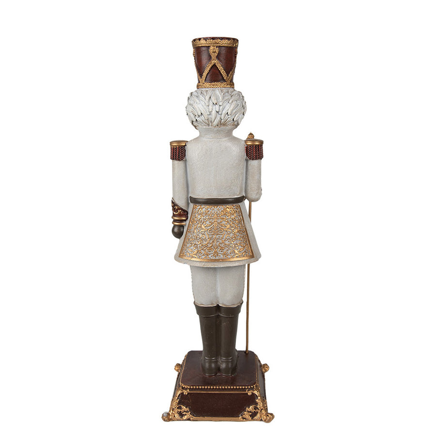 Klasszikus stílusú, 42 cm magas, karácsonyi diótörő figura díszes talapzaton