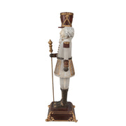 Klasszikus stílusú, 42 cm magas, karácsonyi diótörő figura díszes talapzaton