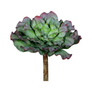 Élethű pirosas-zöld színű, fodros levélzettel kialakított, betűzős kövirózsa műnövény.