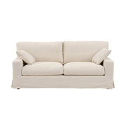 3 személyes, koloniál stílusú, bézs színű, pamutszövet kanapé.