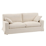 3 személyes, koloniál stílusú, bézs színű, pamutszövet kanapé.