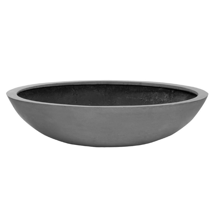 szürke színű, fiberstone anyagból készült ültetőtál - a legnagyobb méret