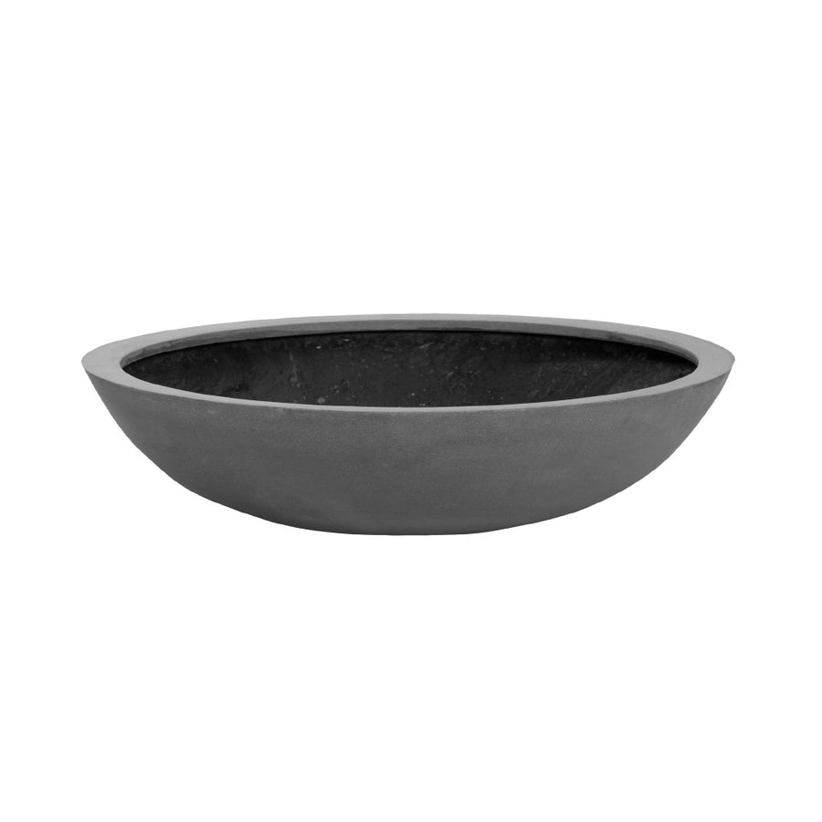 szürke színű, fiberstone anyagból készült ültetőtál - közepes méret