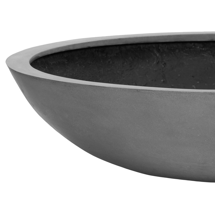 szürke színű, fiberstone anyagból készült ültetőtál - részletfotó