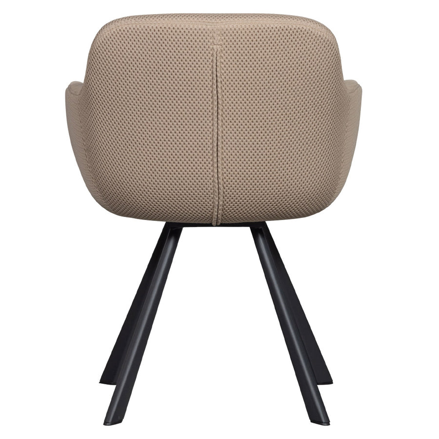 Kortárs stílusú, fekete fémvázas étkezőszék, bézs színű, kötött-hálós kárpittal