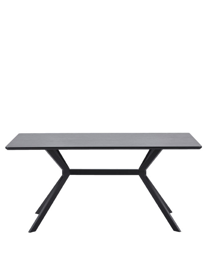Kortárs stílusú, matt fekete színű fém étkezőasztal magas minőségű, fekete színű MDF asztallappal
