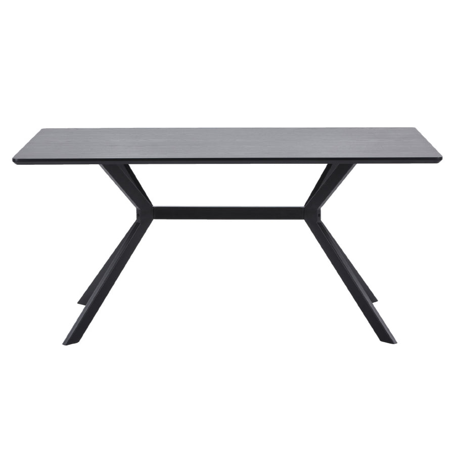 Kortárs stílusú, matt fekete színű fém étkezőasztal magas minőségű, fekete színű MDF asztallappal