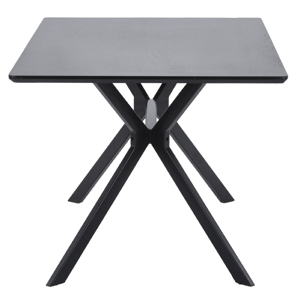 Kortárs stílusú, matt fekete színű fém étkezőasztal magas minőségű, fekete színű MDF asztallappal