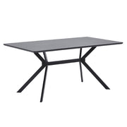 Kortárs stílusú, matt fekete színű fém étkezőasztal magas minőségű, fekete színű MDF asztallappal