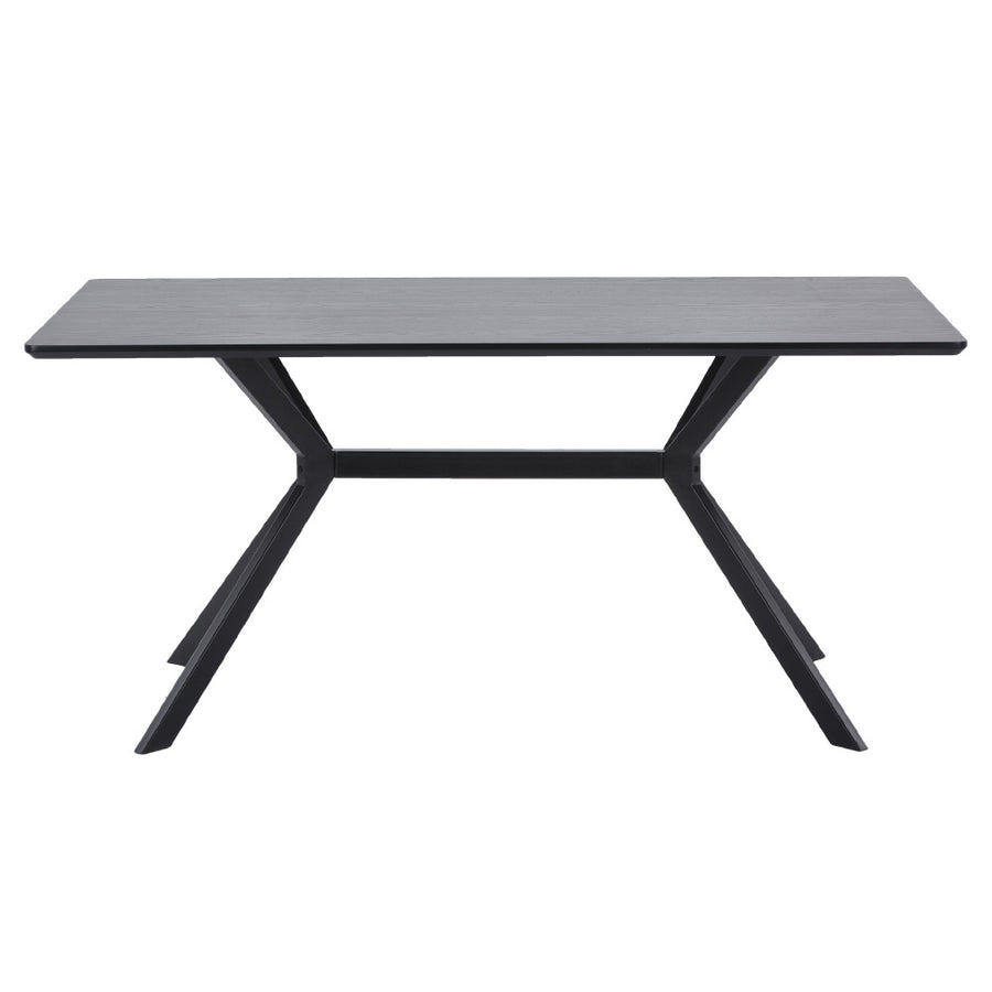 Kortárs stílusú, matt fekete színű fém étkezőasztal magas minőségű, fekete színű MDF asztallappal