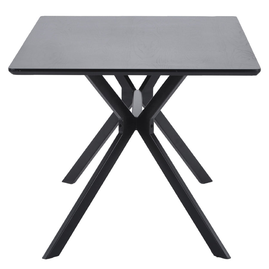 Kortárs stílusú, matt fekete színű fém étkezőasztal magas minőségű, fekete színű MDF asztallappal