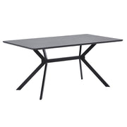 Kortárs stílusú, matt fekete színű fém étkezőasztal magas minőségű, fekete színű MDF asztallappal