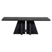 Kortárs stílusú, mangófából készült, nagyméretű, matt fekete színű, étkezőasztal